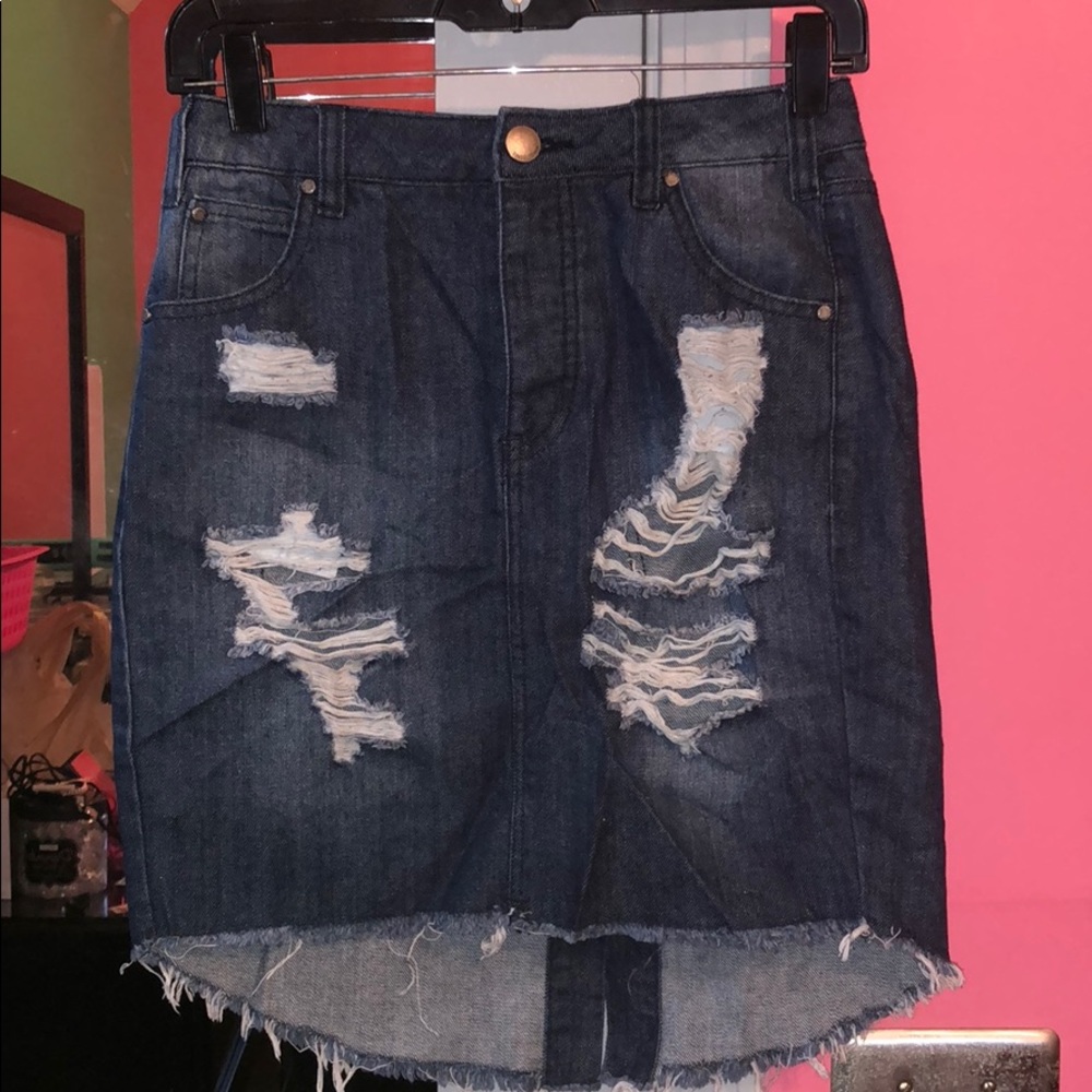 Distressed Jean Skirt